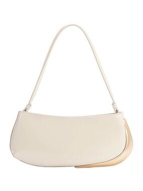 Melie Bianco Cream Shoulder Bag with Gold Accent